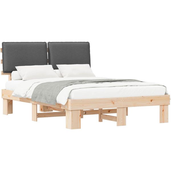 Vidaxl Struttura Letto Con Testiera Imbottita Grigio Scuro 140 X 190 Cm-image