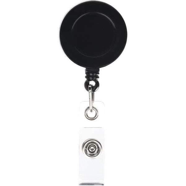 Inf Portabadge Retrattile Nero, 5 Pezzi - Lega Di Zinco E Pvc, Porta Id Sicuro-image