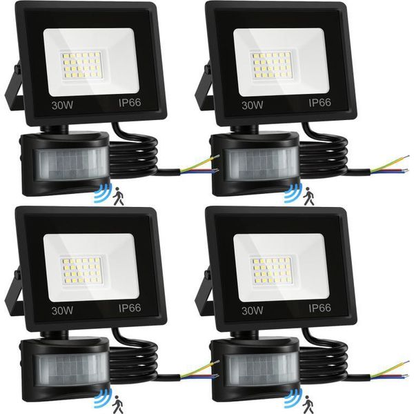 Bettizia Faretto Led Con Rilevatore Di Movimento 4X 30W, Impermeabile IP66, Faretto Da Giardino, Proiettore Led 6000K-image