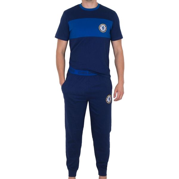 Chelsea Fc - Pigiama "Premium"" Con Pantaloni Lunghi Da Uomo GF983 (Xxl) (Blu Scuro)"-image