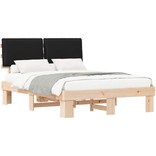 Vidaxl Struttura Letto Con Testiera Imbottita Nera 135 X 190 Cm-image