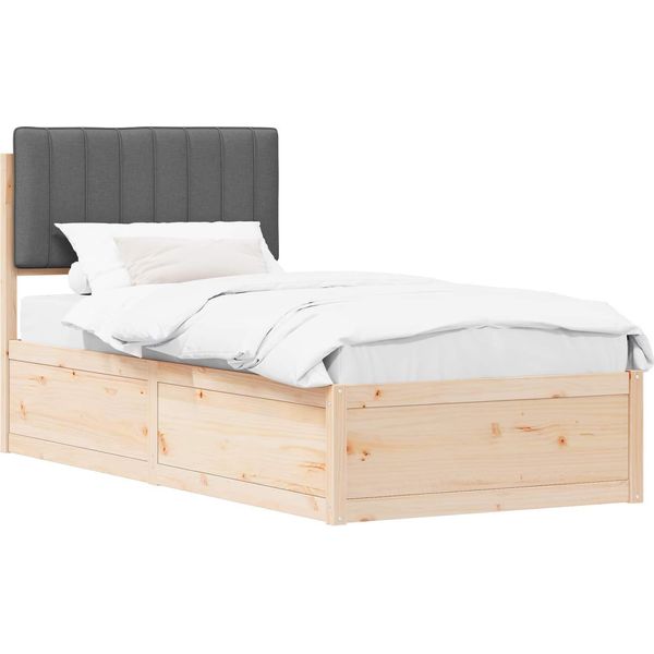 Vidaxl Struttura Letto Con Testiera Imbottita Grigio Scuro 90 X 200 Cm-image