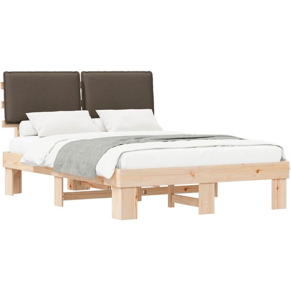 Vidaxl Struttura Letto Con Testiera Imbottita Taupe 135 X 190 Cm-image