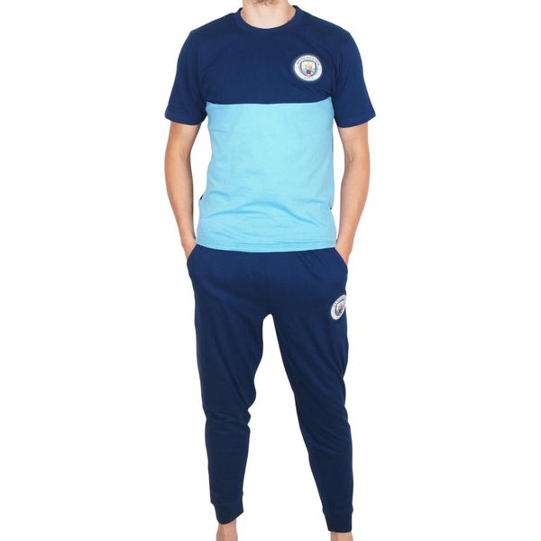 Manchester City Fc - Pigiama "Premium"" Con Pantaloni Lunghi Da Uomo GF986 (Xxl) (Blu Scuro)"-image