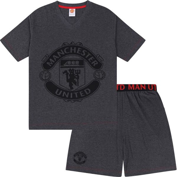 Manchester United Fc - Pigiama Con Pantaloncini Da Uomo GF962 (L) (Grigio)-image