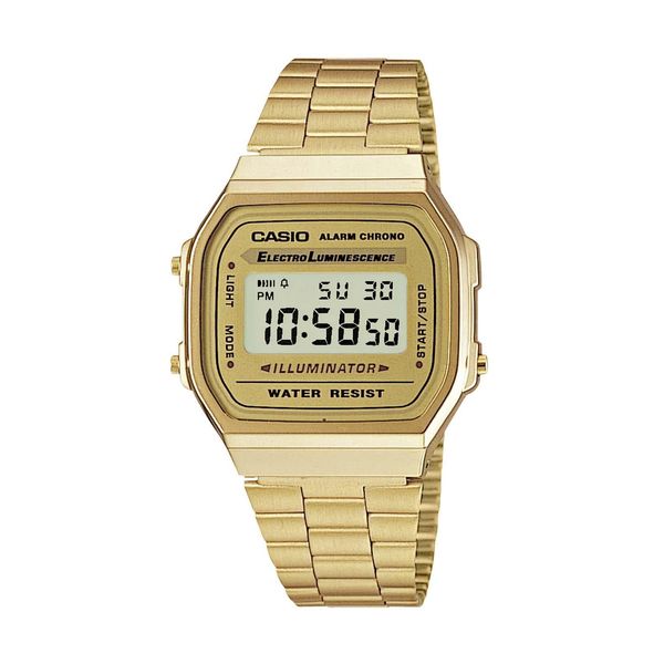 Chronograph Casio Vintage, Gold (Goldfarben, Goldfarben), Armbanduhren, Damen, Chronograph, Quarzuhr, Armbanduhr, Damenuhr, Herrenuhr, Digitaluhr,Edelstahlarmband-image