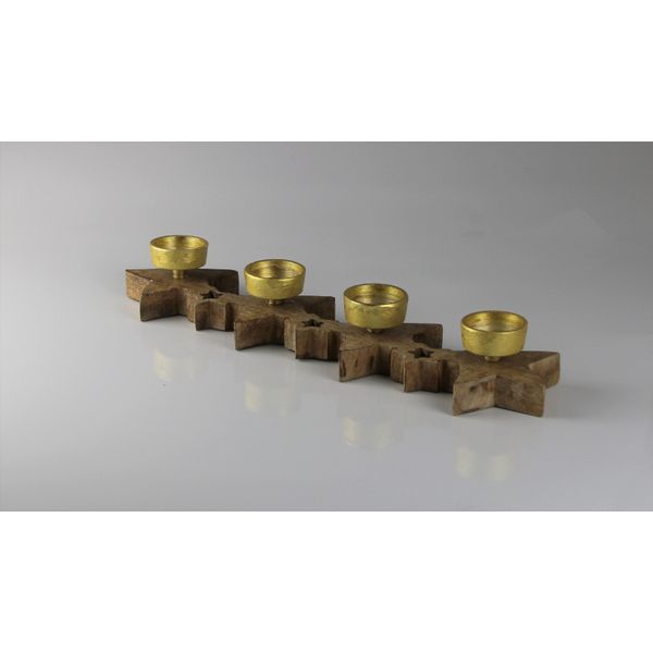 Adventsleuchter Am Design "Aus Holz", Braun, B:42Cm H:10Cm, Aluminium, Holzwerkstoff, Kerzenhalter, Bxh: 42X10 Cm-image