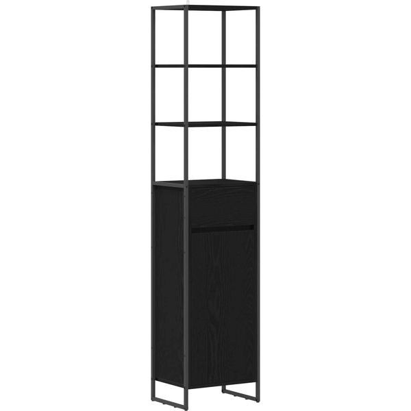 Syfax™ Mobile Da Bagno Rovere Nero 40 X 30 X 180 Cm Legno Multistrato-image