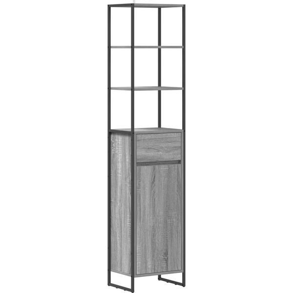 Syfax™ Mobile Da Bagno Con Cassetto Grigio Sonoma 40 X 30 X 180 Cm-image