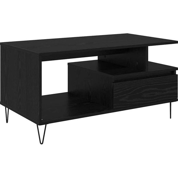 Syfax™ Tavolino Da Salotto Con Cassetto Rovere Nero 90 X 49 X 45 Cm-image