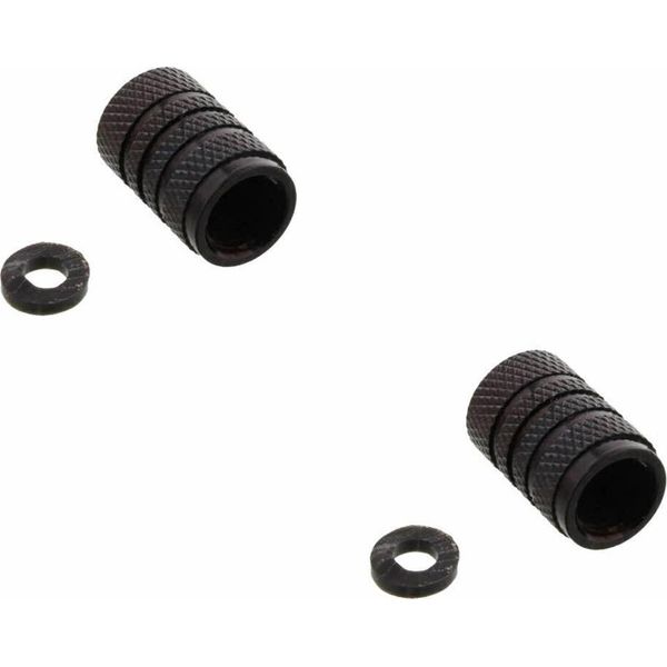 Set Tappi Valvole Pneumatici Alluminio Nero-image