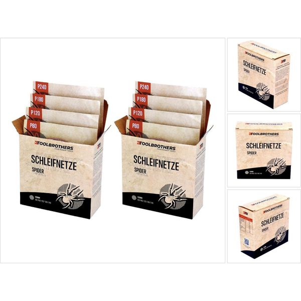 Set Di Levigatura Toolbrothers Spider Rete 150 Mm 2 Confezioni Di 80X Reti Di Levigatura Velcro 20X P80 / P120 / P180 / P240 Ciascuna Per Legno Duro, Legno Tenero, Vernice, Pietra, Acciaio, Alluminio, Impiallacciatura-image