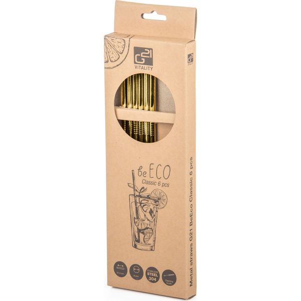 Cannucce In Metallo G21 Beeco Classic 6 Pezzi Oro, Dritte + Spazzola Di Pulizia-image