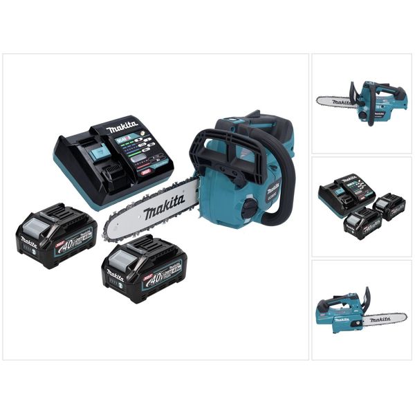 Makita Uc 002 GM201 Motosega A Batteria 40 V Max. 25 Cm 24,8 M/S Brushless + 2X Batteria 4,0 Ah + Caricabatterie-image
