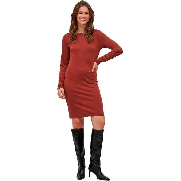 Vila Modala Manica Lunga Abito Corto Arancione Xs Donna Arancione Xs-image