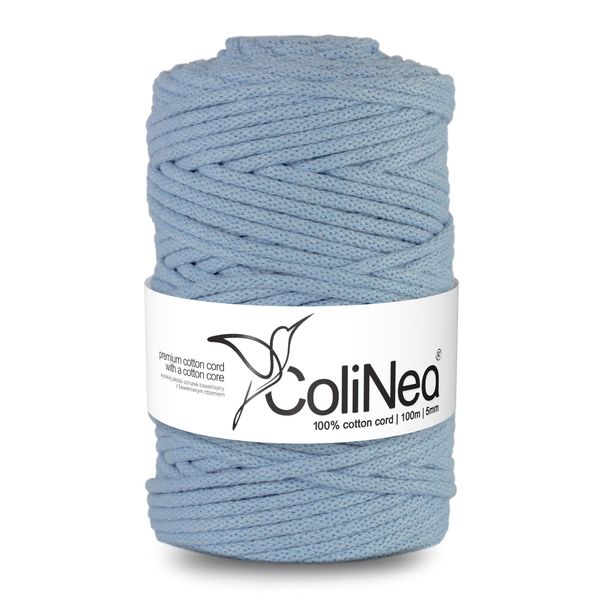 Colinea, Cordoncino In Cotone Con Anima In Cotone, Intrecciato, 5Mm, 100M, Blu-image
