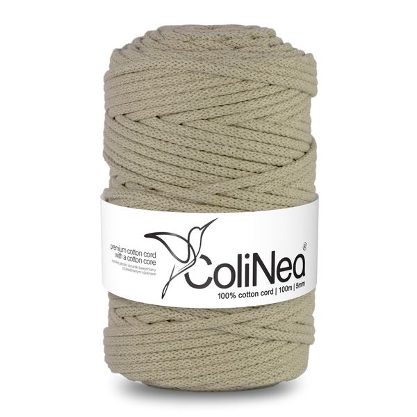 Colinea, Cordoncino In Cotone Con Anima In Cotone, Intrecciato, 5Mm, 100M, Beige Chiaro-image