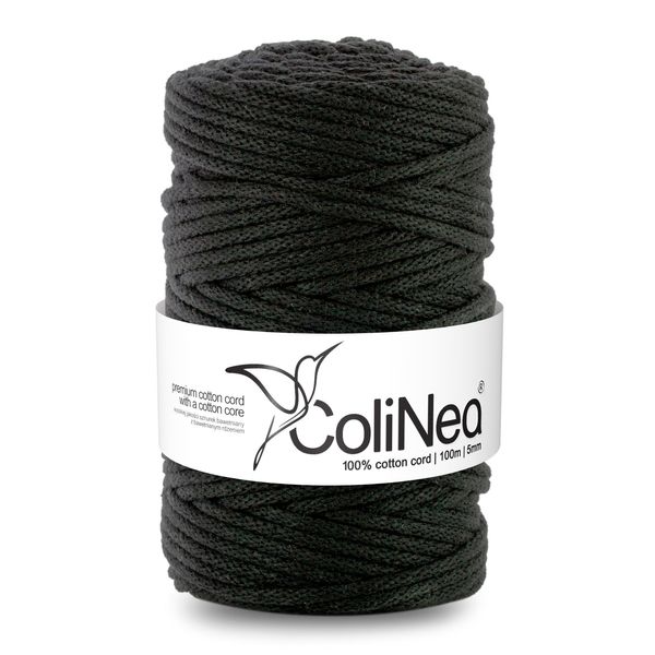 Colinea, Cordino In Cotone Con Anima In Cotone, Intrecciato, 5Mm, 100M, Nero-image