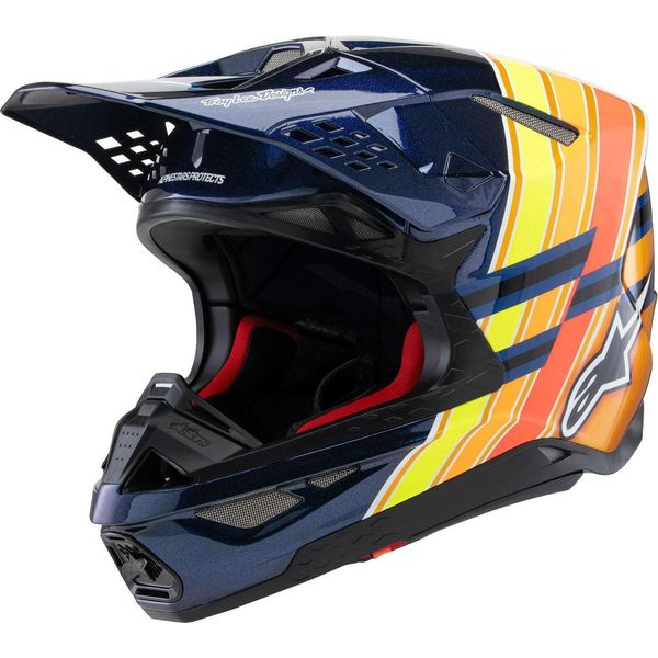 Casco Supertech S-M10 Troy Lee Designs, Alpinestars (Blu Perla/Arancio Fluo/Giallo/Rosso, Taglia L)-image