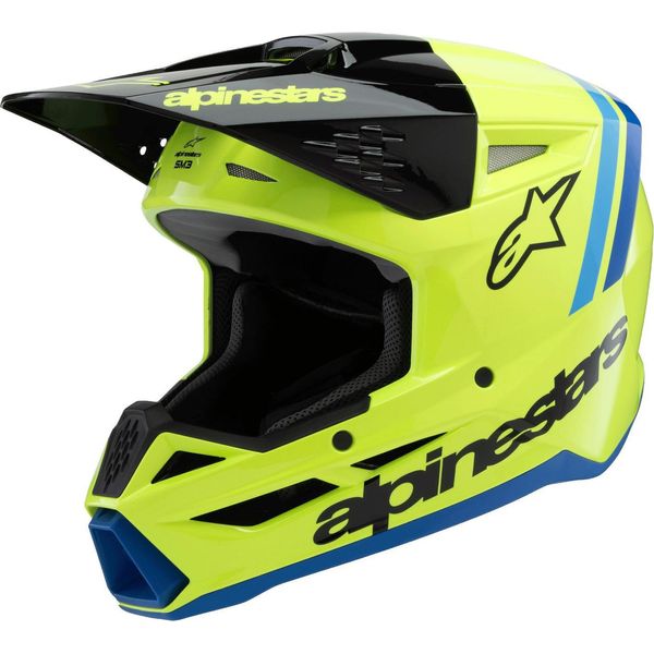 Casco S-M3 Radium, Alpinestars, Bambini (Giallo Fluo/Nero/Blu, Taglia S)-image