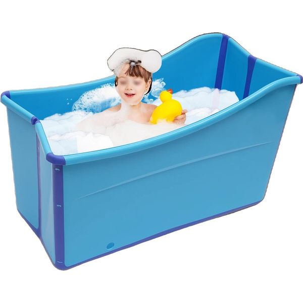 Vasca Da Bagno Pieghevole, Seduta Confortevole, Design Salvaspazio, Blu-image