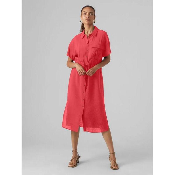 Vero Moda Iris, Abito Midi A Maniche Corte Red M Ladies Red M-image