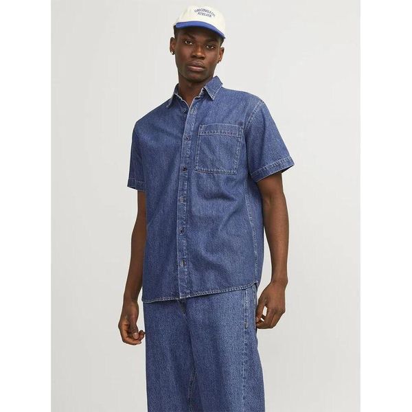 Jack & Jones Creek Wi 075 Kurzarm Camicia Blau L Herren Blau L-image