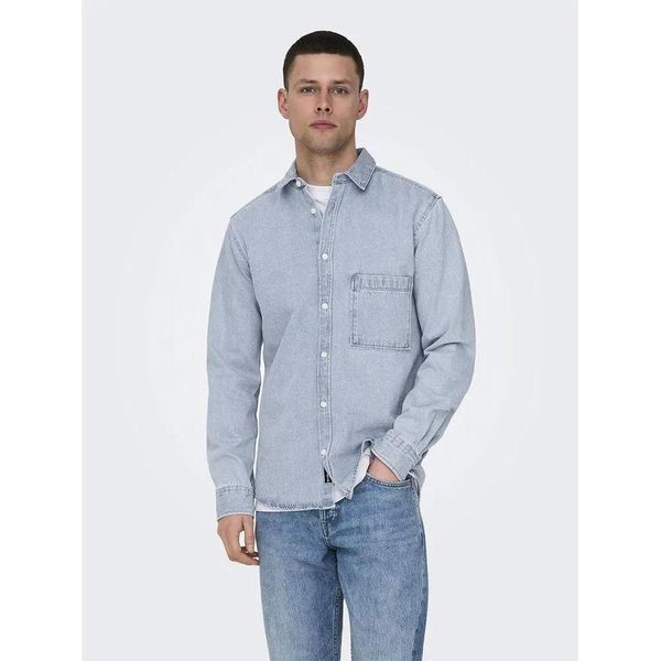 Only & Sons Benny Reg Chambray - Camicia A Maniche Lunghe Blu M Uomo Blu M-image
