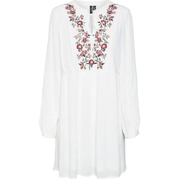Vero Moda Mina Emb Abito Corto A Maniche Lunghe Bianco L Donna Bianco L-image