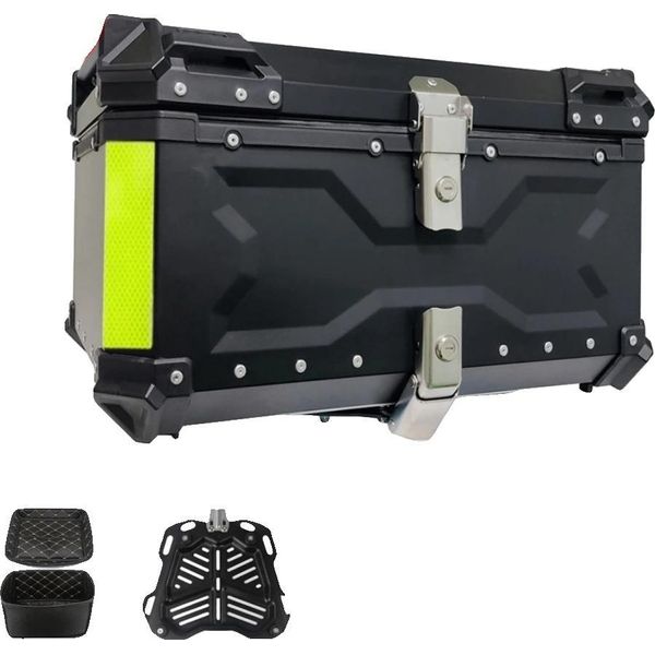 Bauletto Per Moto, Alluminio Resistente, Ampio Spazio Di Stivaggio Da 80L, Nero-65L X-1-image