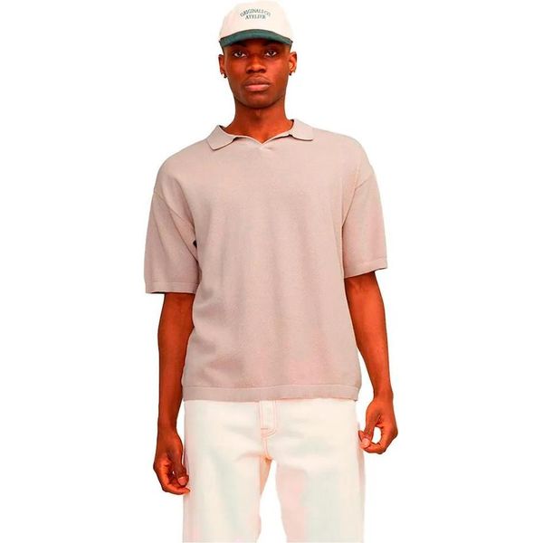 Jack & Jones Polo In Maglia Di Lino A Maniche Corte Beige S Uomo Beige S-image