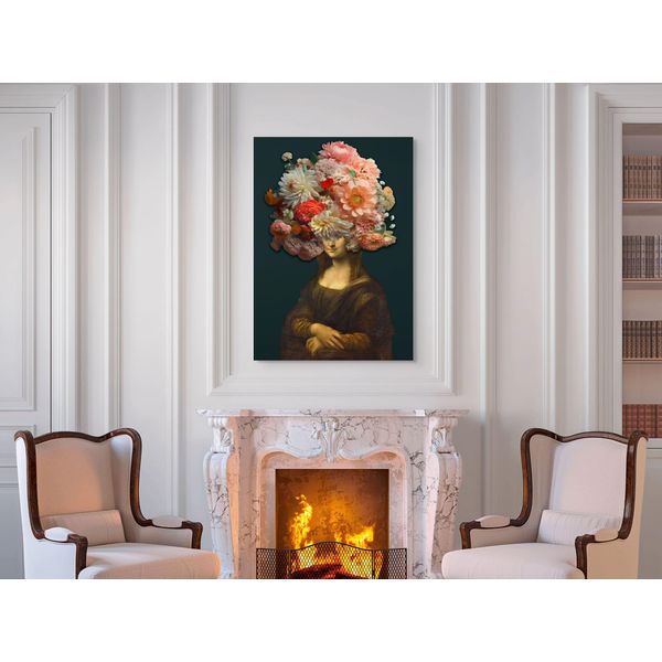 Stampa Su Acrilico Monna Lisa Con Fiori In Testa-image