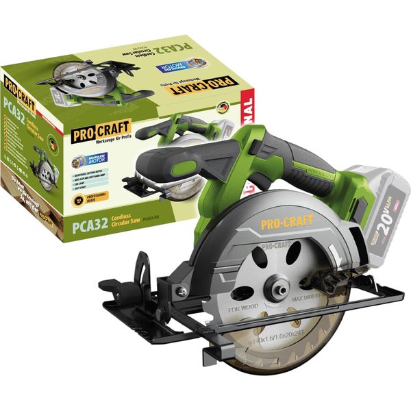 Procraft PCA32-BB Sega Circolare A Batteria 20 V 165 Mm Brushless Solo - Senza Batteria, Senza Caricabatteria-image
