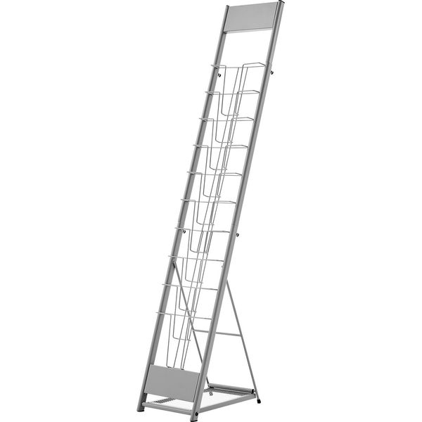 Portadepliant Succebuy Con 10 Scomparti, Porta Riviste E Porta Cataloghi, Ideale Per Fiere, Uffici, Esposizioni E Negozi, Argento-image