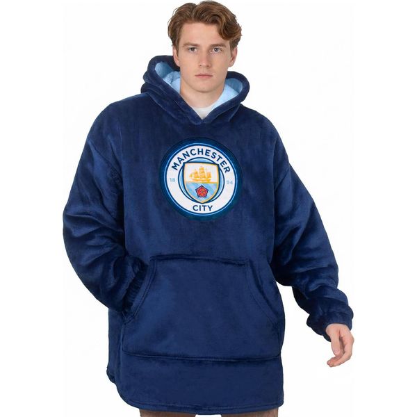 Manchester City Fc - Felpa Con Cappuccio Da Uomo/Donna Unisex, Oversize GF1026 (XL-3XL) (Blu Navy Scuro)-image