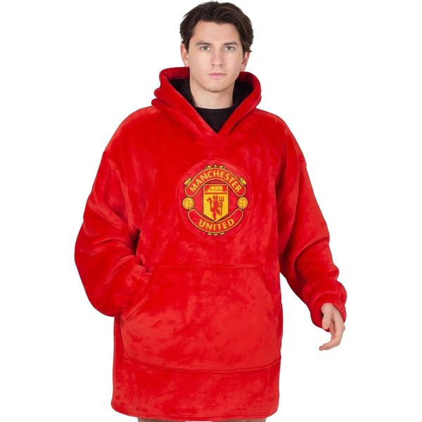Manchester United Fc - Felpa Con Cappuccio Da Uomo/Donna Unisex, Oversize GF1027 (XL-3XL) (Rosso)-image