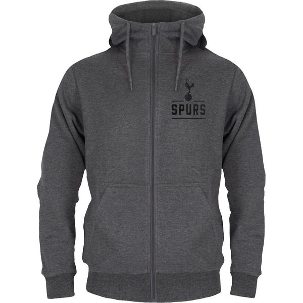 Tottenham Hotspur Fc - Felpa Con Cappuccio A Zip Intera Da Uomo, In Pile GF199 (3XL) (Grigio)-image