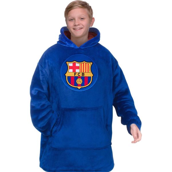 Fc Barcelona - Felpa Con Cappuccio Per Bambini, Oversize GF1029 (146-164) (Blu)-image