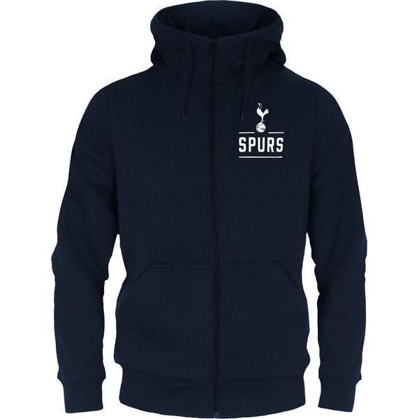 Tottenham Hotspur Fc - Felpa Con Cappuccio A Zip Intera Da Uomo, In Pile GF199 (L) (Blu Scuro)-image