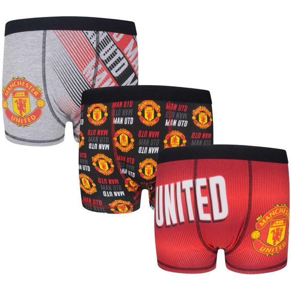 Manchester United Fc - Boxer Da Ragazzo (Confezione Da 3) GF1080 (116) (Colorato)-image