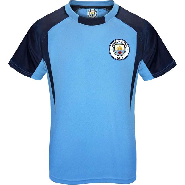 Manchester City Fc - Maglietta Da Ragazzo, Poliestere GF1209 (134) (Azzurro)-image