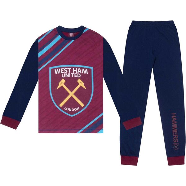 West Ham United Fc - Pigiama Con Pantaloni Lunghi Per Ragazzi, Sublimazione GF1115 (128) (Blu Scuro)-image