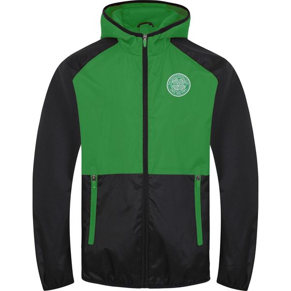 Celtic Fc - Giacca A Vento Da Ragazzo, Maniche Raglan GF367 (152-158) (Nero/Verde)-image