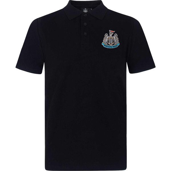 Newcastle United Fc - Polo Da Uomo, Patch Tessuta GF265 (M) (Nero)-image
