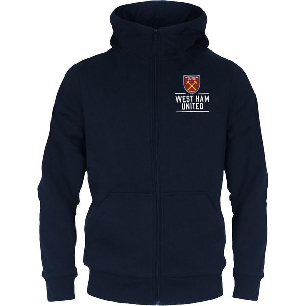 West Ham United Fc - Felpa Con Cappuccio A Zip Per Ragazzi GF648 (134) (Nero)-image