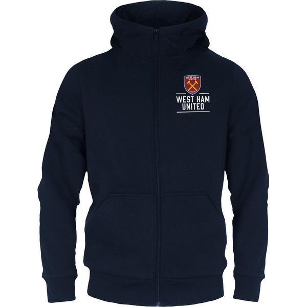 West Ham United Fc - Felpa Con Cappuccio A Zip Intera Da Ragazzo GF648 (122) (Nero)-image