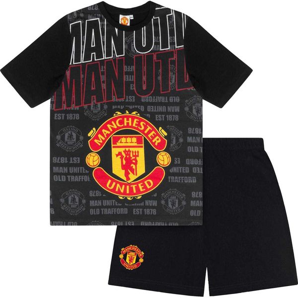 Manchester United Fc - Pigiama Con Pantaloncini Per Ragazzi GF867 (152-158) (Nero)-image