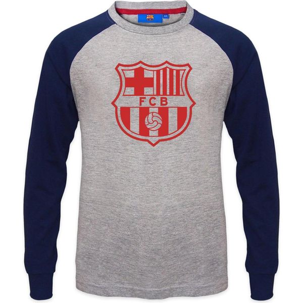 Fc Barcelona - Maglietta Da Ragazzo, Manica Lunga GF847 (110) (Grigio)-image