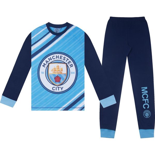 Manchester City Fc - Pigiama "Erling Haaland 9"" Con Pantaloni Lunghi Per Ragazzi GF762 (146-152) (Azzurro)"-image