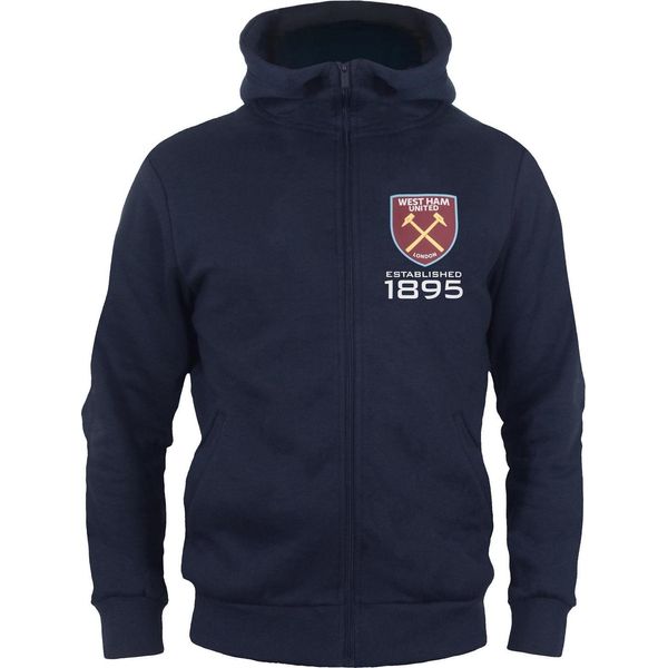 West Ham United Fc - Felpa Con Cappuccio Da Ragazzo, In Pile GF649 (134) (Blu Scuro)-image